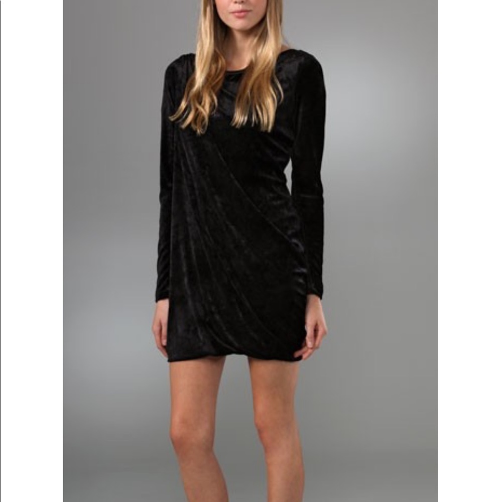 Juicy Couture black velvet draped bodycon mini
